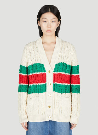 Gucci 织带条纹开衫 乳白色 guc0253057
