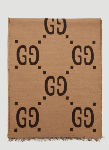 Gucci GG Logo Jacquard Scarf Brown guc0359004