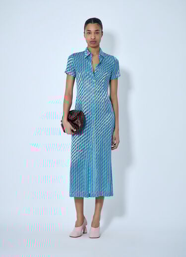 Dries Van Noten Striped Midi Shirt Dress Blue dvn0263010