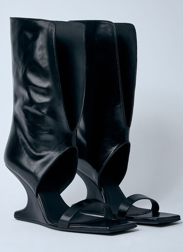 Rick Owens 双翼坡跟皮革凉鞋 黑色 ric0259018