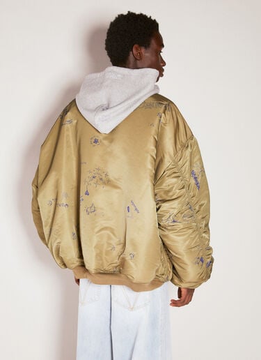 Reversible Scribbled Hooded Bomber Jacket Vetements Reversible Scribbled Hooded Bomber Jacket Green vet0154007