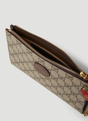 Gucci Double G Strawberry Clutch Bag Brown guc0251133
