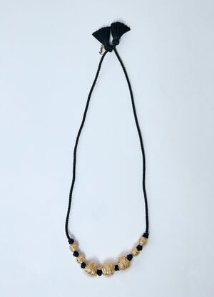 Saint Laurent Metal And Tassel Necklace Black sla0259047