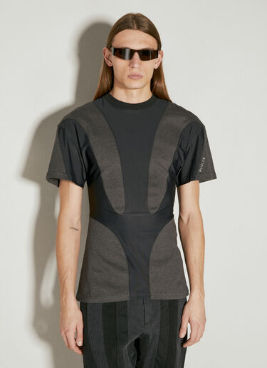 二種類の素材製 T シャツ Mugler 二種類の素材製 T シャツ ブラック mug0154004