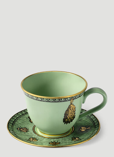 Set of Two Odissey Coffee Cups with Saucers Gucci Set of Two Odissey Coffee Cups with Saucers Green wps0690080