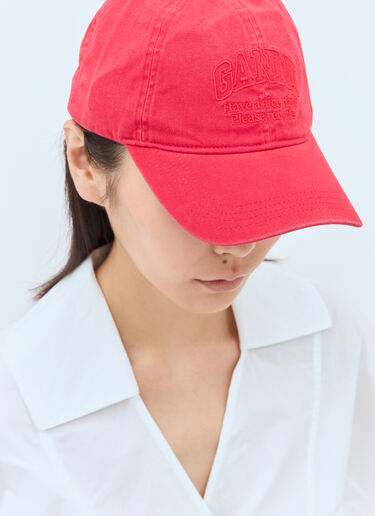 Logo Embroidery Baseball Cap GANNI Logo Embroidery Baseball Cap Red gan0257061