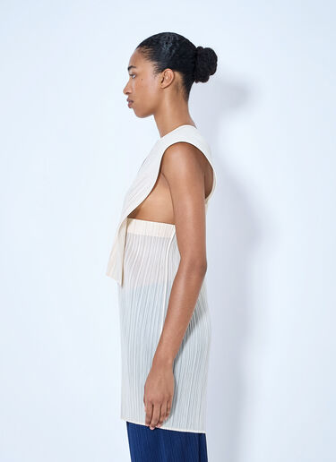 LN-CC® - Pleats Please Issey Miyake: Sleeveless Pleated Tunic - Beige Pleats Please Issey Miyake Sleeveless Pleated Tunic Beige plp0265005
