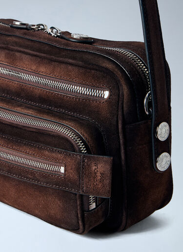 LN-CC® - Acne Studios: Camero Party Suede Shoulder Bag - Dark Brown Acne Studios Camero Party Suede Shoulder Bag Dark Brown acn0265034