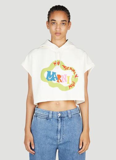 Marni x No Vacancy Ouroboros Snake Cropped Hooded Sweatshirt White mvy0253008