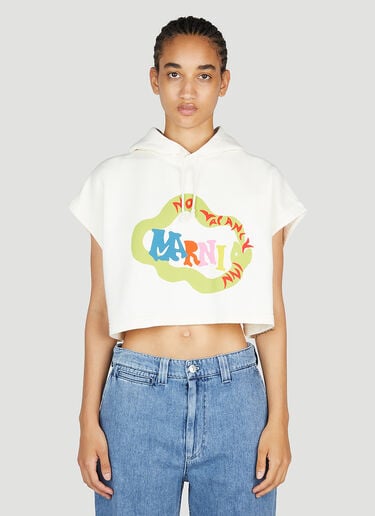 Ouroboros Snake Cropped Hooded Sweatshirt Marni x No Vacancy Ouroboros Snake Cropped Hooded Sweatshirt White mvy0253008