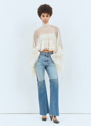 Chloé Flared Patchwork Jeans Blue chl0258014