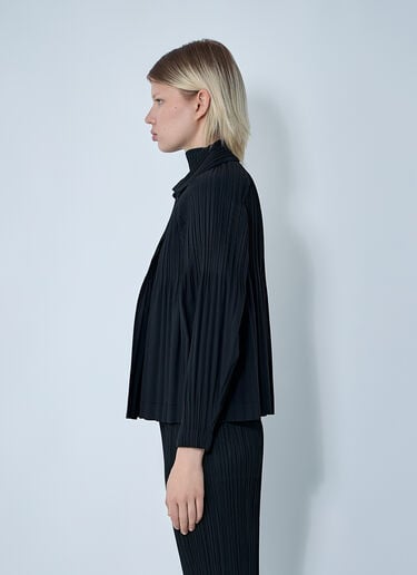 Pleats Please Issey Miyake Pleated Smooth Coat Black plp0260014