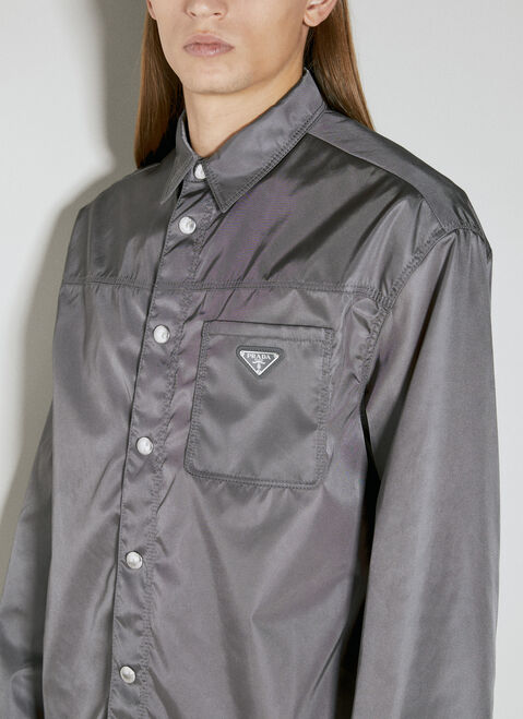 Prada Re-Nylon Triangle Plaque Shirt Beige pra0153013