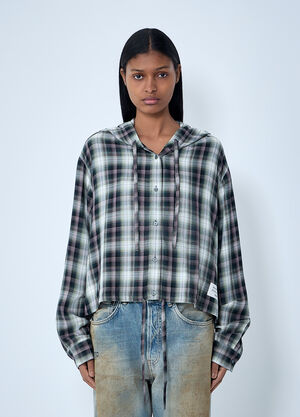 Acne Studios Hooded Check Shirt Green acn0263023