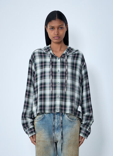 Acne Studios Hooded Check Shirt Green acn0263023