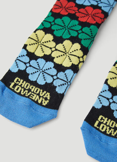 Chopova Lowena Long Geometric Floral Socks Blue cho0248030