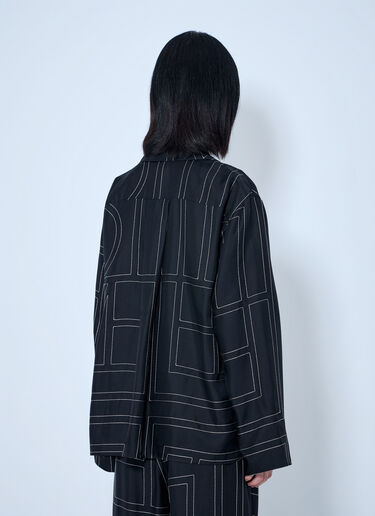 LN-CC® - Toteme: Monogram Silk Pj Shirt - Black Toteme Monogram Silk Pj Shirt Black tot0265078