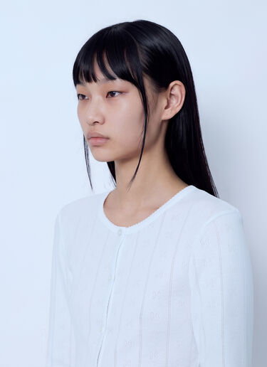 LN-CC® - GANNI: Compact Pointelle Rib Jersey Top - White GANNI Compact Pointelle Rib Jersey Top White gan0265003