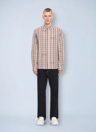 LN-CC® - Off-White: Marker Check Flannel Shirt - Brown Off-White Marker Check Flannel Shirt Brown ofw0164137