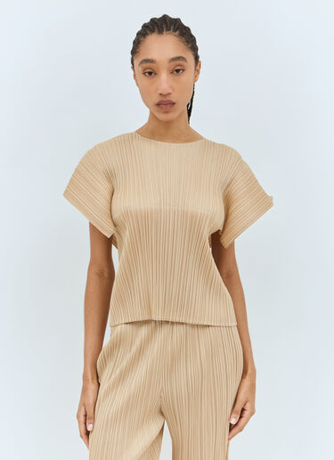 Pleats Please Issey Miyake Wide-Sleeves Top Beige plp0258006