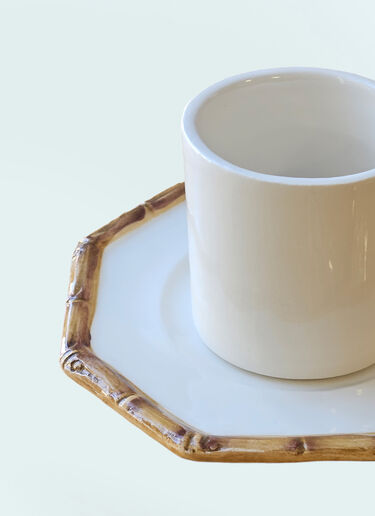 Les-Ottomans Set Of Two Bamboo Coffee Cups And Saucers White wps0691541