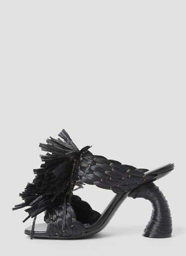 Dries Van Noten Woven Raffia Heeles Black dvn0255006