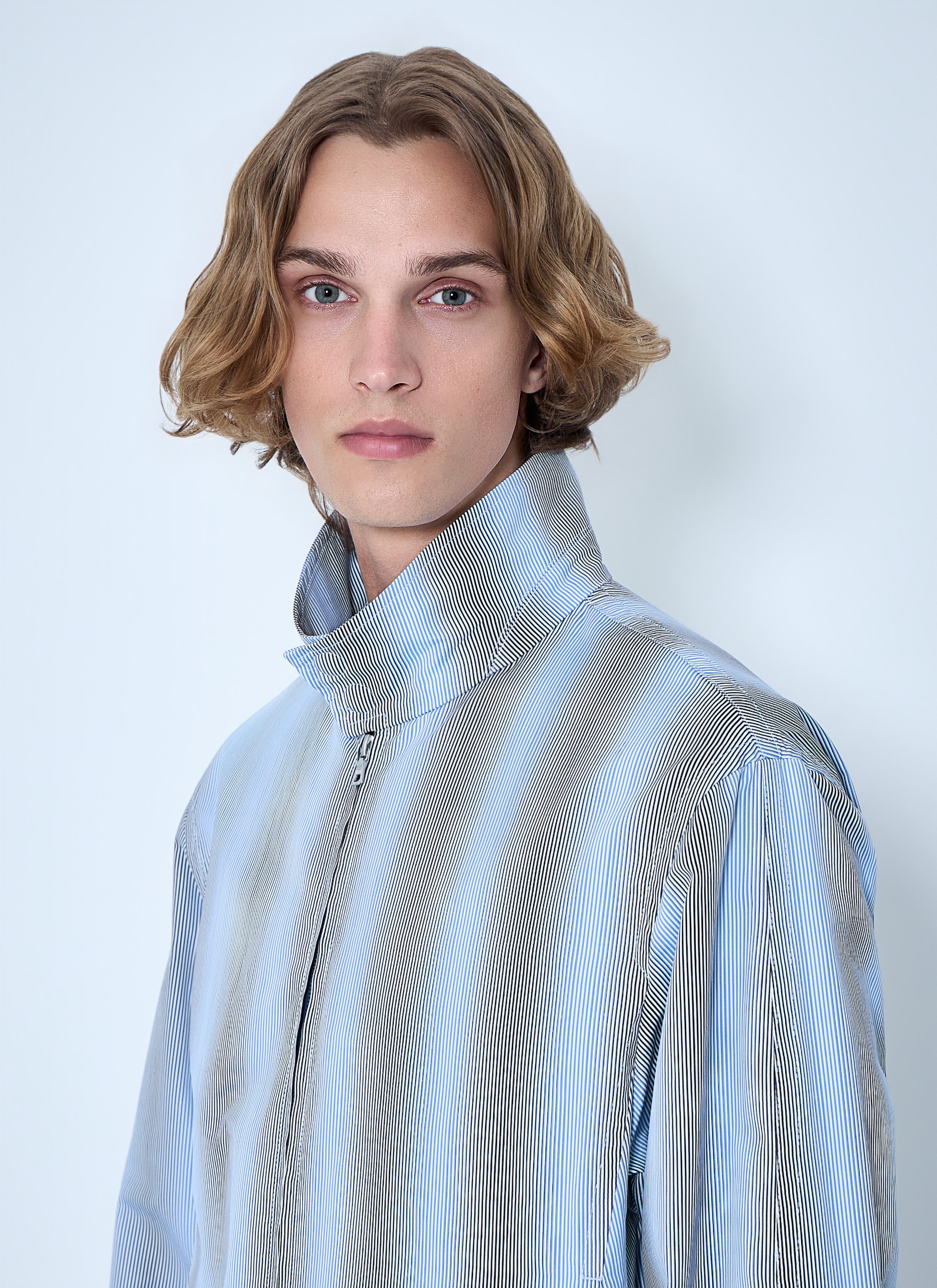 Dries Van Noten Men's' Striped Zip-Up Jacket in Blue | LN-CC®