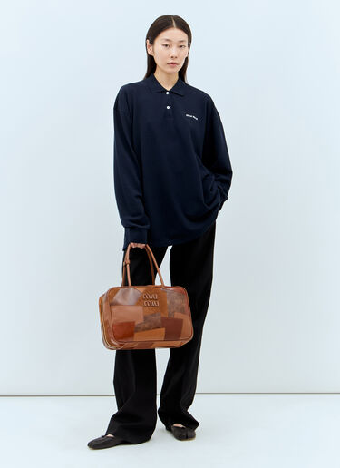 Miu Miu Leather Patch Handbag Brown miu0256053