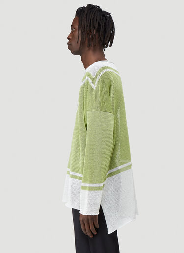 Sulvam Chevron Knitted Sweater Green sul0140009