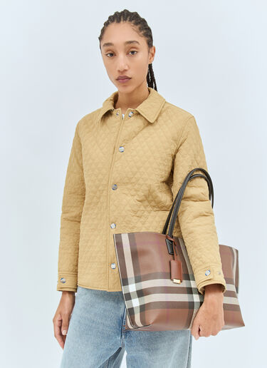 Burberry Medium Check Tote Bag Brown bur0255085