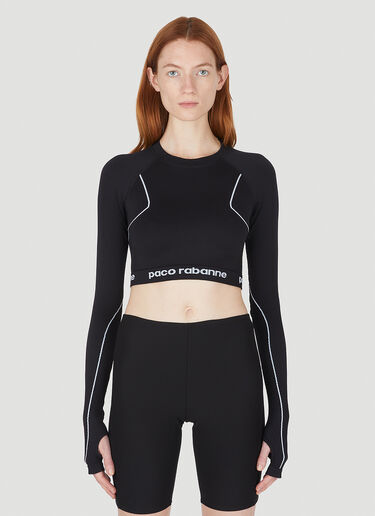 Rabanne Logo Cropped Sport Top Black pac0248009