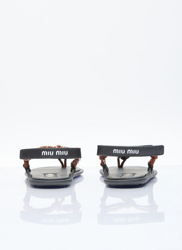 Miu Miu Riviere Cord And Leather Sandals Brown miu0256048