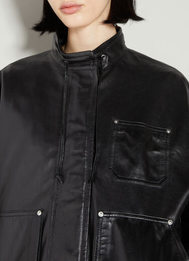 Helmut Lang Band Collar Leather Jacket Black hlm0253002