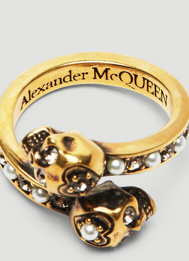 Alexander McQueen Wrap Around Skull Ring Gold amq0249085