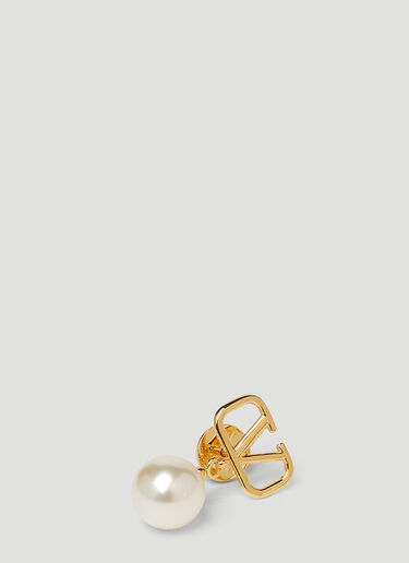 Valentino Logo Faux Pearl Earrings Gold val0249040