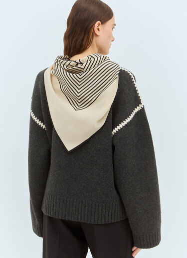 TOTEME Centered Monogram Silk Scarf Beige tot0259004