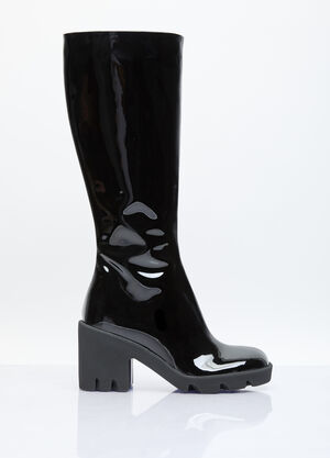 MM6 Maison Margiela Patent Leather Knee High Boots Grey mmm0255019
