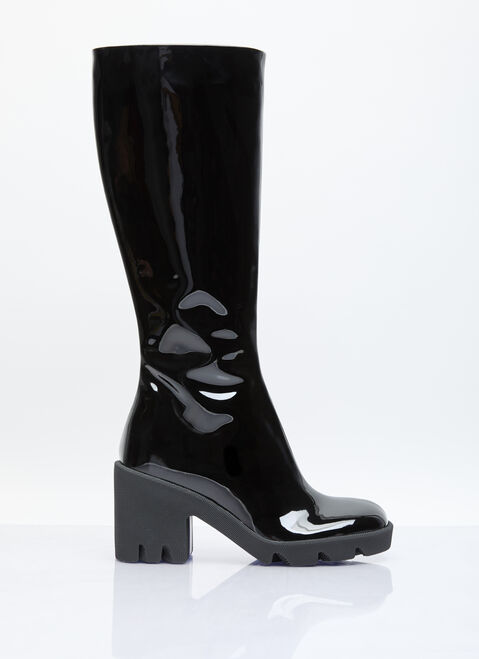 MM6 Maison Margiela Patent Leather Knee High Boots Black mmm0254015