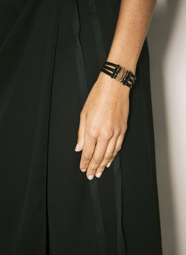 Saint Laurent Cassandre Leather Bracelet Black sla0257063