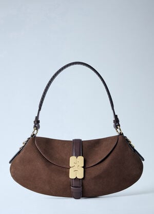 GANNI B-Kat Suede Shoulder Bag Brown gan0263042