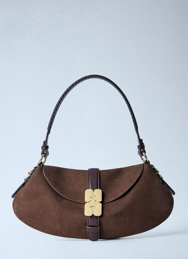 GANNI B-Kat Suede Shoulder Bag Brown gan0263042
