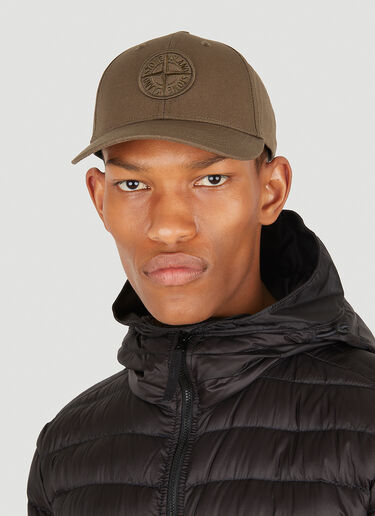 Stone Island 컴퍼스 패치 베이스볼 캡 브라운 sto0148094