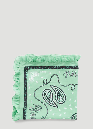 Ruffled Printed Bandana GANNI Ruffled Printed Bandana Green gan0251043