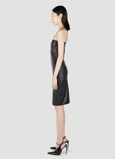 Prada Logo Plaque Halter Leather Dress Black pra0252004