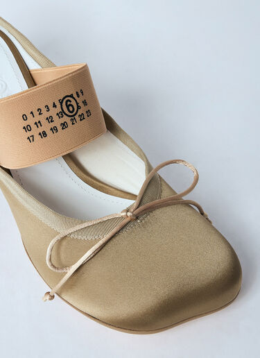 MM6 Maison Margiela Logo Elastic Ballet Décolletés Mules Beige mmm0259014