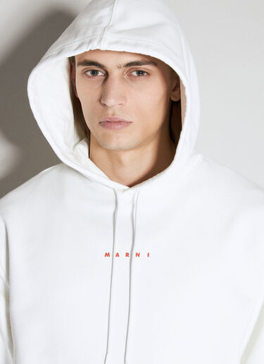 Marni Logo Print Hooded Sweatshirt White mni0155005