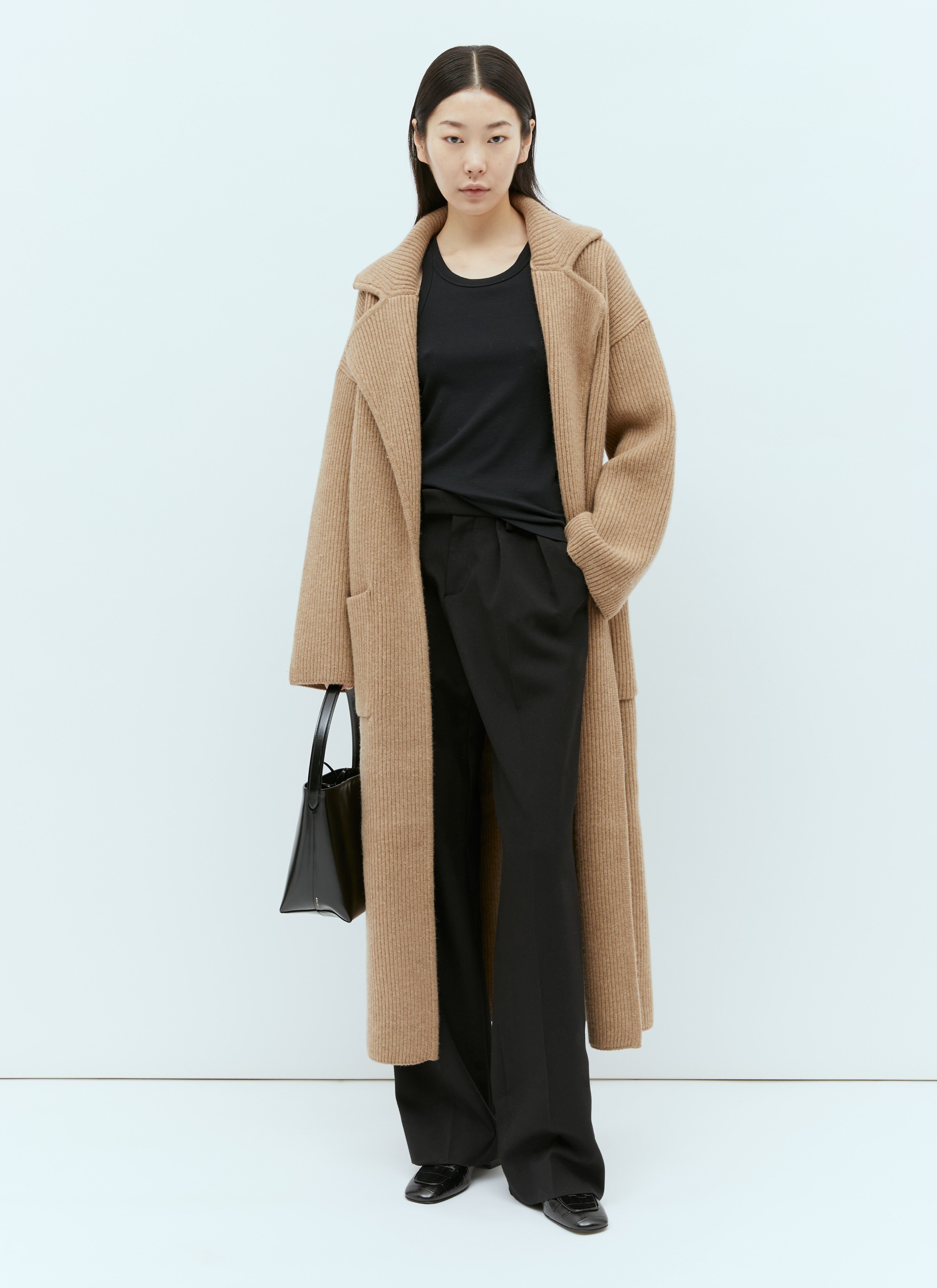 Wool ribbed knitted coat outlet