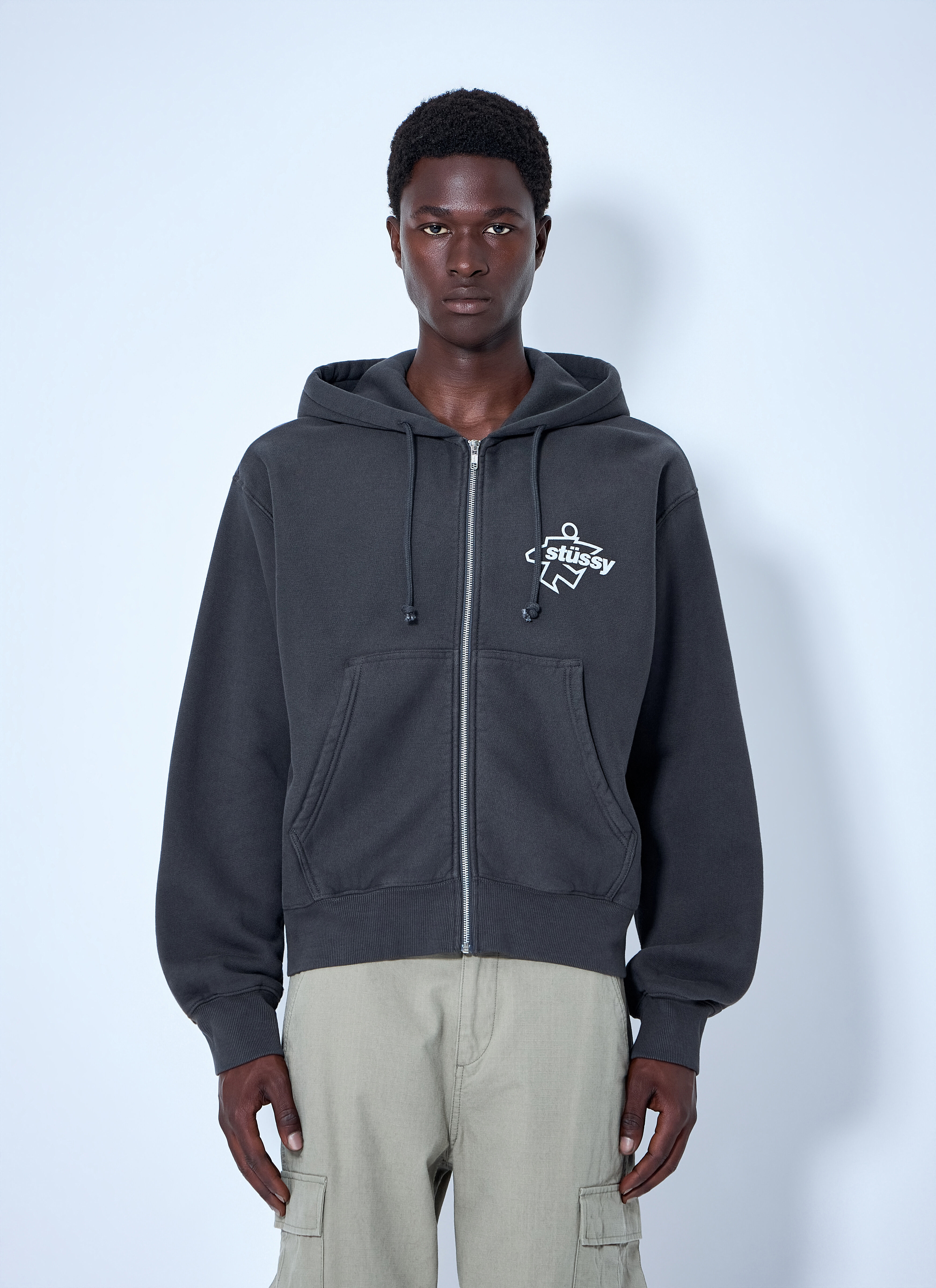 Stüssy Men's' Surf Size Dyed Zip Hoodie in Grey | LN-CC®