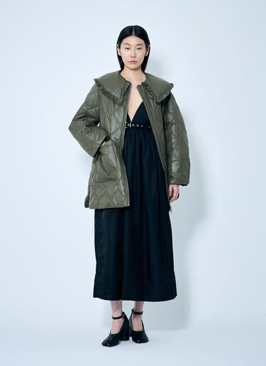 GANNI Shiny Quilt Jacket Green gan0259023