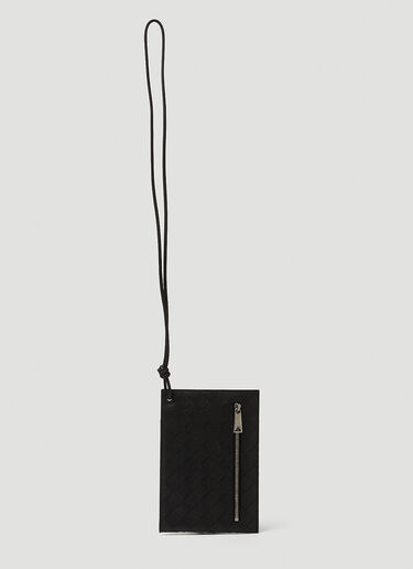 Bottega Veneta Intreccio Lanyard Wallet Black bov0149073